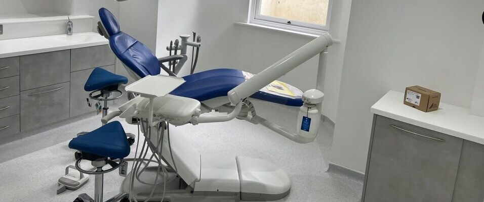 Dentist's chair in newly refurbished dentist's office